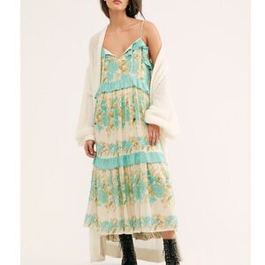 Spell and the Gypsy Free People Coco Lei Strappy Turquoise Floral Boho Dress